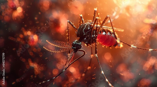 Macro Shot of a Mosquito with Glowing Background
