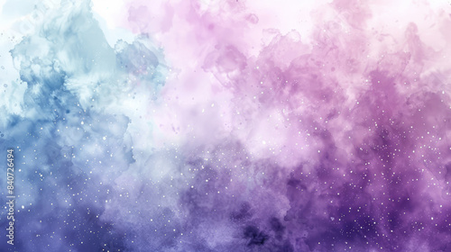 Ethereal watercolor space scene, gradients of lavender and mint, subtle star fields, abstract galactic formations, soft edges, space for text on white 