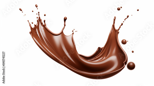 Delectable Chocolate Splash on White Background with Clipping Path, 3D Liquid Paint Design for Stock Illustration