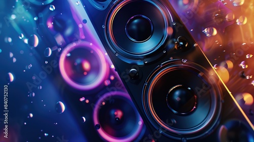 Dynamic sound: close-up of speaker with bright lighting