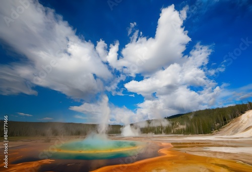 A view of Yellowstone National Park in America