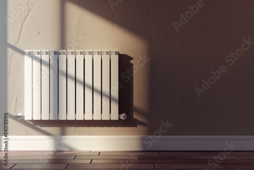 A radiator sitting in a room adjacent to a wall, often used as a decorative element