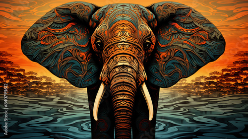 Elephant Pattern Background, Texture, Wallpaper, Background, Cell Phone Cover and Screen, Smartphone, Computer, Laptop, 16:9 Format - PNG