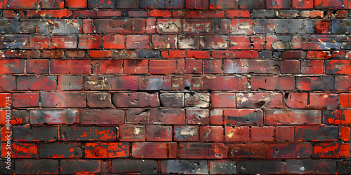 Imagen a detalle de una pared de ladrillos rojos viejos, desgastados, despintados ideal para texturas o fondos 