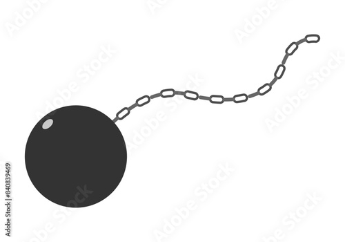 Bola negra de prisionero con cadenas.