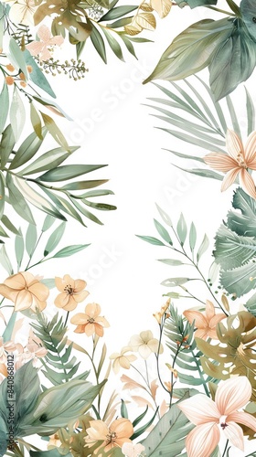 Floral border frame card template. Golden gradient on white background. Design illustration. for bunner, wedding card. AI generated illustration