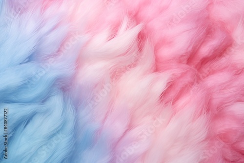 Cotton candy soft fur textured background in pink and blue gradient colors