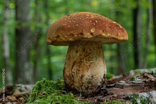 Close-up of Large Mushroom in Forest