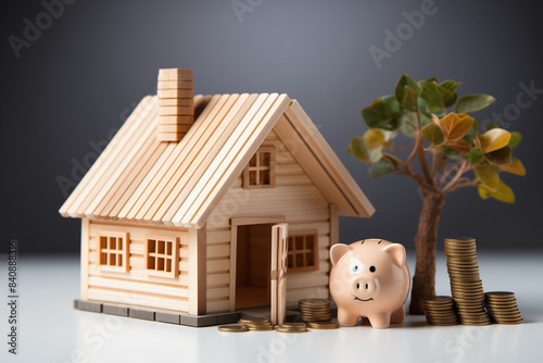 Une tirelire en forme de cochonnet, représentant un investissement immobilier, symbolise l'épargne pour une maison, un pécule sécurisé.