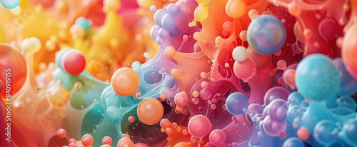 Abstract colorful background surface. Fantastic foam with spheres. Digital generated artwork