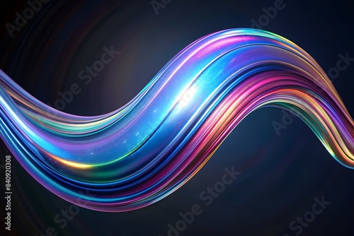 abstract 3d render holographic iridescent neon curved wave in motion background. gradient design element for banners, black background, wallpaper,highly detailed,photorealism, vivid colors, octane des