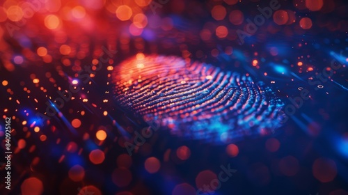 fingerprint Scanning Identification System. Biometric Authorization and Business Security Concept, fingerprint Scanning on digital screen. cyber security Concept. High quality photo