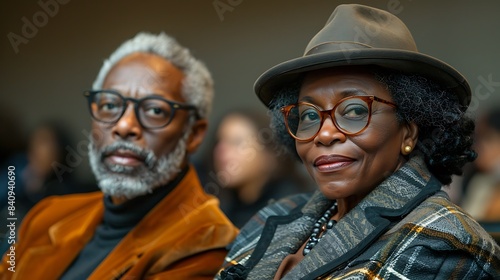 middleaged couple attending a Black History Month lecture and discussion