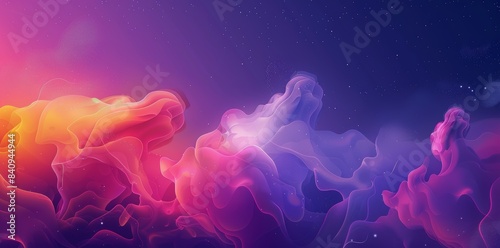 This is a 3D render of an abstract fantasy background of colorful skies and neon clouds.