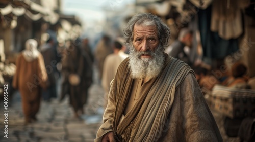 A man from the biblical period, a religious subject. Background with selective focus and copy space