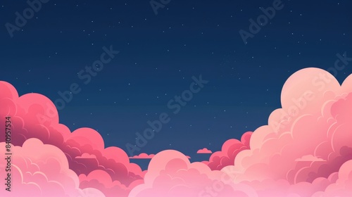 Pink clouds in a gradient dark blue sky