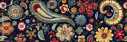 Paisley ethnic patterns design floral pattern with paisley and indian flower motifs. damask style pattern for textil and decoration 