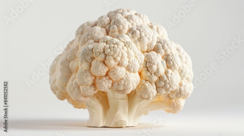Close-up of a cauliflower on a white background.