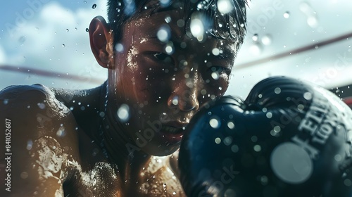 汗だくになりながらスパーリングする日本のボクサー