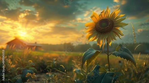 SunFlower growing on the rural outskirts