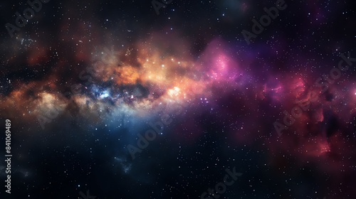 A realistic photo of the Milky Way galaxy with vibrant colors, clear night sky, and countless stars, highly detailed