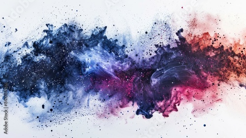 Abstract colorful powder explosion on white background.
