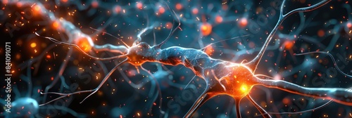 Close up of neural connections illustrating the intricate pathways and vibrant activity within the human brain's network.