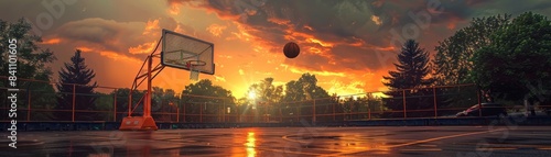 A focused shot of the basketball hoop with the net in motion