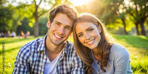 Young couple flaunting money and enjoying sunny day in city park, smiling and having a great time together , couple