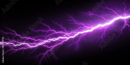 A purple lightning bolt strike with energy glow and fractal light burst flair on a background, Purple, Lightning bolt, Strike, Zeus