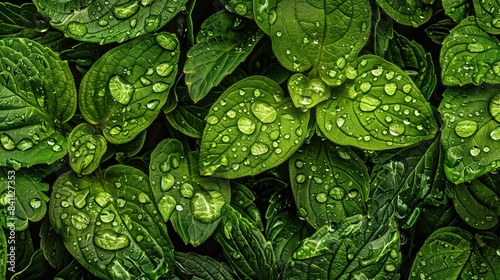 Raindrops glisten like diamonds on emerald leaves, a delicate reminder of natures. Generative Ai