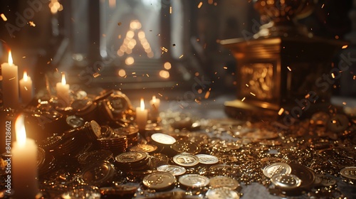 Cryptocurrency Quest: Illuminated Holy Bitcoin Grail in Cinema 4D Octane Render