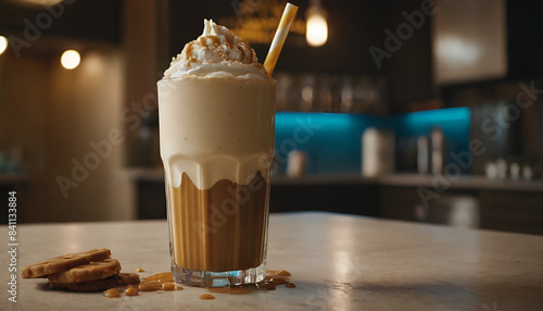 delicious salted caramel milkshake in a glass