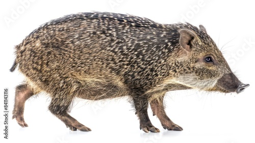 Collared Peccary clearly photo on white background , 
