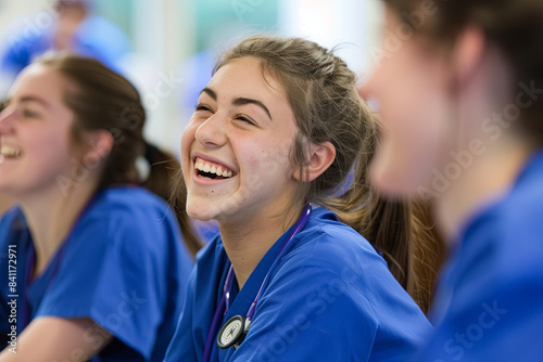 Group of student nurses immersed in training at college