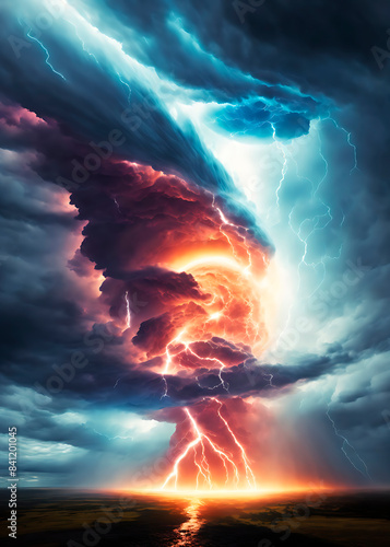 Cielo tormentoso, Armagedon, contraste entre el bien y el mal, Apocalipsis, creado con IAS