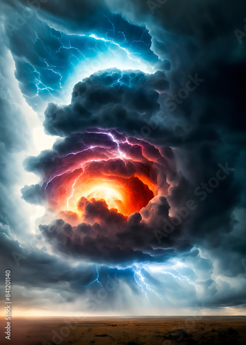 Cielo tormentoso, Armagedon, nubes oscuras, Apocalipsis, creado con IAS