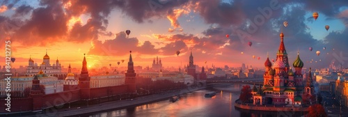 Moscow Skyline with St. Basil's Cathedral
