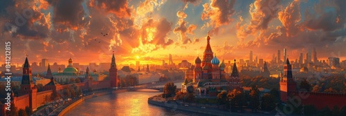 Moscow Skyline with St. Basil's Cathedral