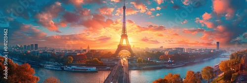 Paris Skyline with Eiffel Tower