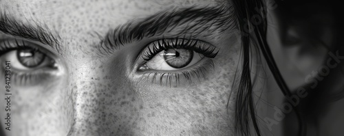 close up portrait in black and white