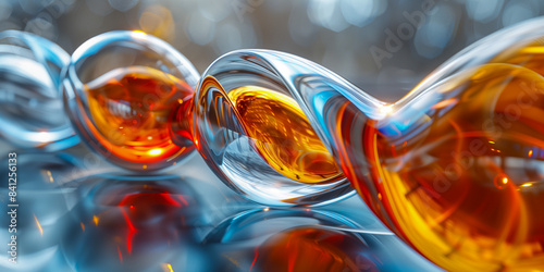 Close-up of colorful glass orbs reflecting light and creating a mesmerizing abstract pattern