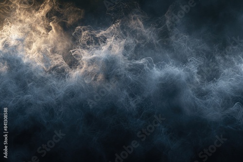 A detailed shot of smoke swirling on a dark, mysterious background
