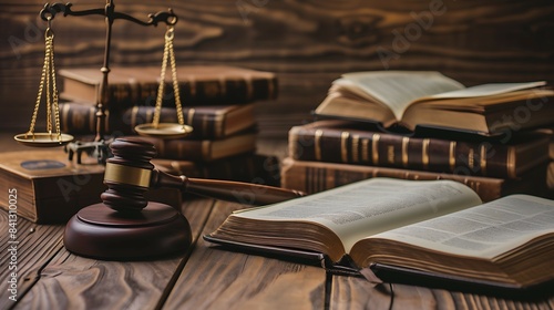 Law and justice concept. Gavel books and scales on table. concept Law and Justice, Legal System, Courtroom Procedures, Judicial Process, Rule of Law