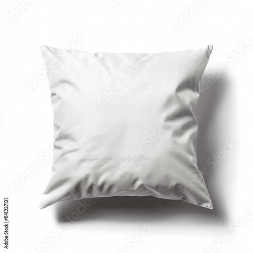 White, fluffy pillow isolated on a white background, evoking the concept of summer afternoon naps and cozy indoor comfort during hot days