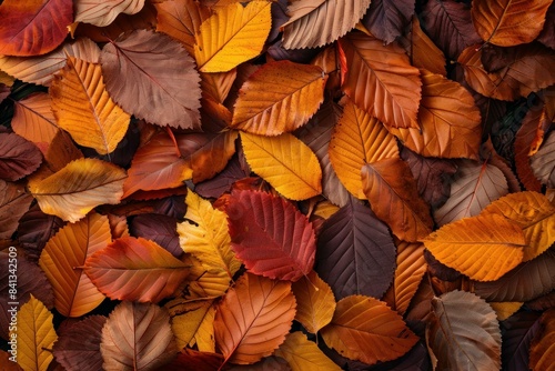 Vibrant high resolution autumn leaves background texture with colorful seasonal foliage and natural organic mosaic pattern for botanical environmental design and abstract wallpaper in october and nove