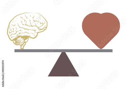 Balanza en equilibro entre cerebro y corazón