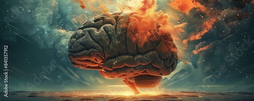 Concept art human brain knowledge creativity explosion