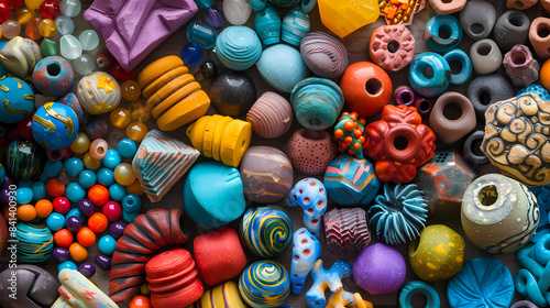 A collection of colorful beads and beads of various shapes and sizes