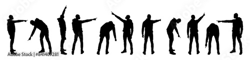 Group of same man pointing Silhouettes